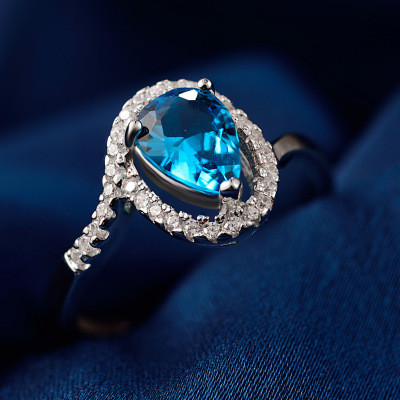 Turquoise birthstone 925 Sterling Silver Engagement Ring